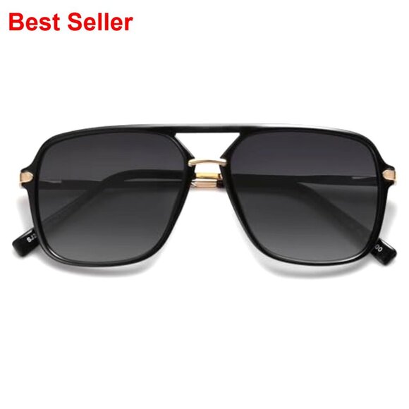 Retro Square Aviator Sunglasses with Polarized UV400 Lenses